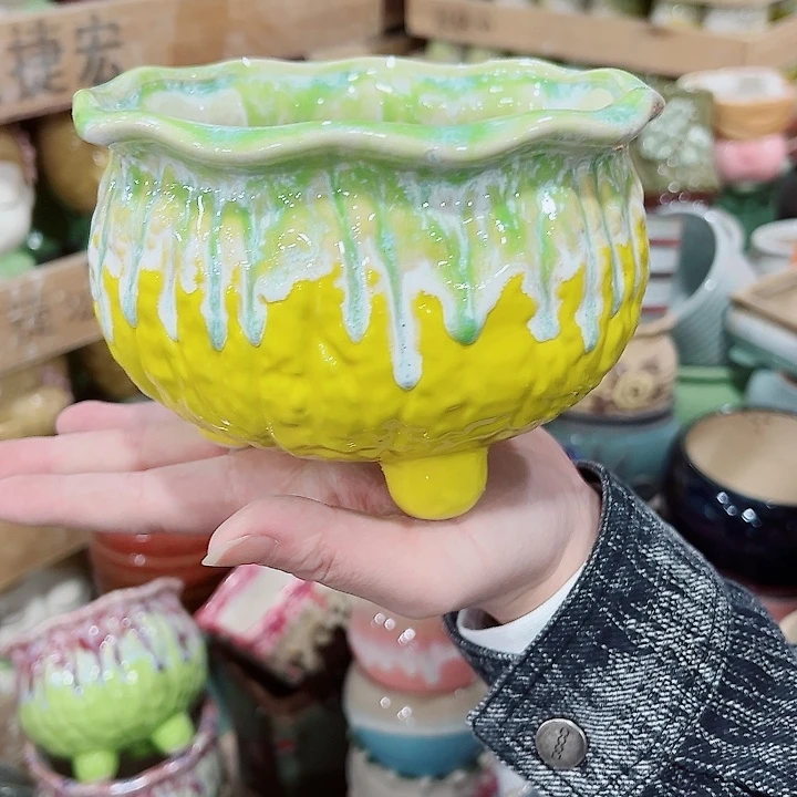 有孔，凑单福利满10元发货陶瓷多肉花盆！