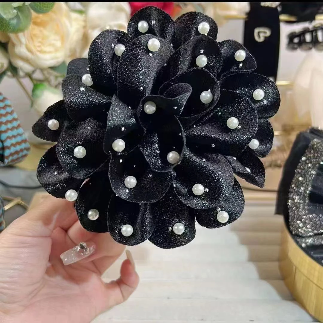 珍珠满天星大号优雅发夹奢华网红头饰花朵饰品后脑勺马尾新款抓夹
