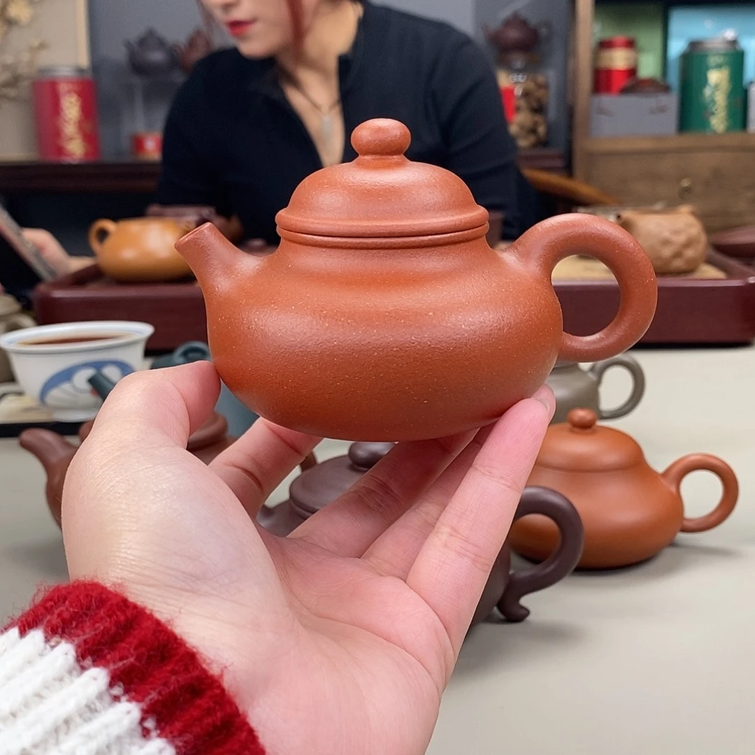 茶壶紫砂红降坡半手容天160cc