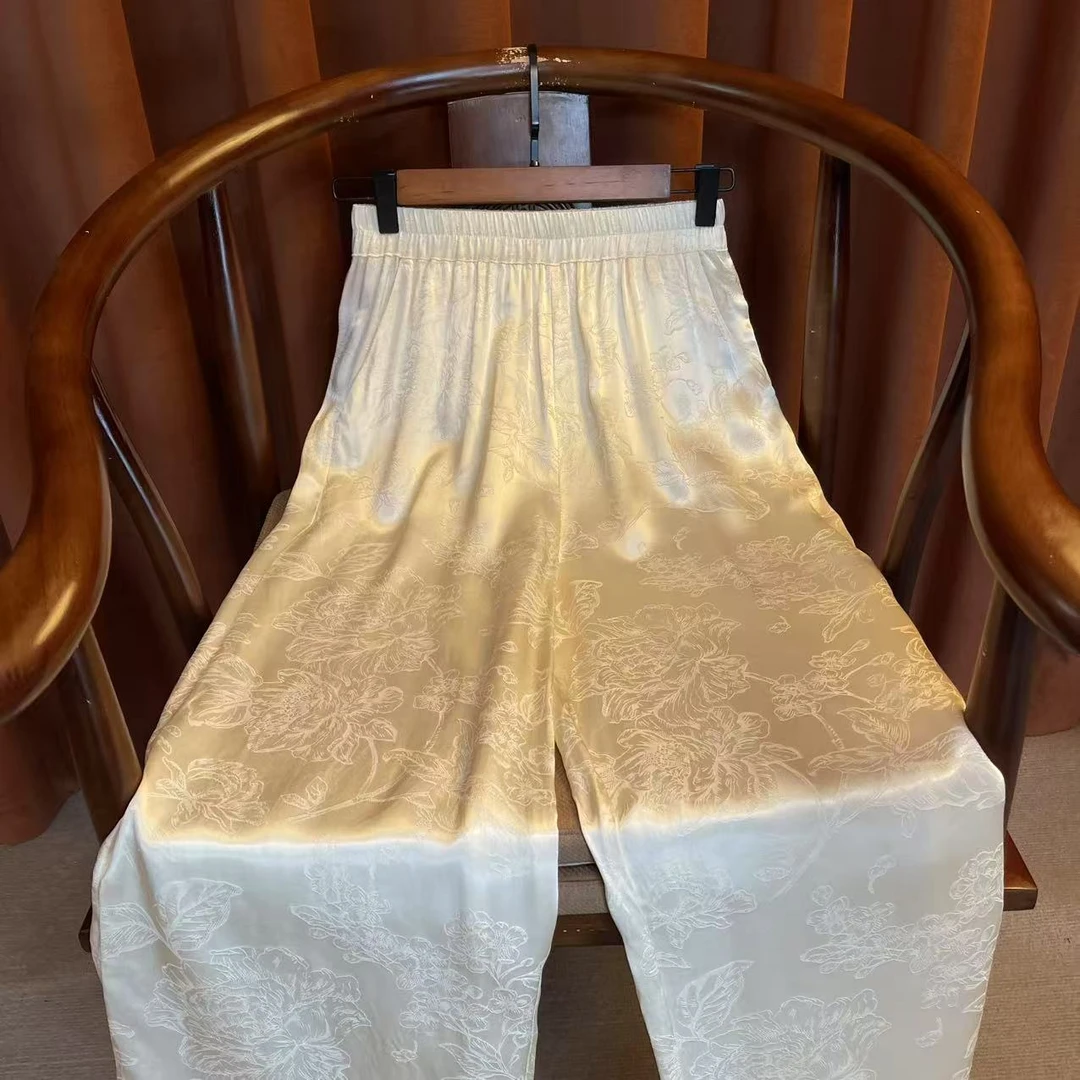 【忘川】长裤黑色女士无弹力阔腿裤百搭休闲裤夏季直筒裤国风女9102