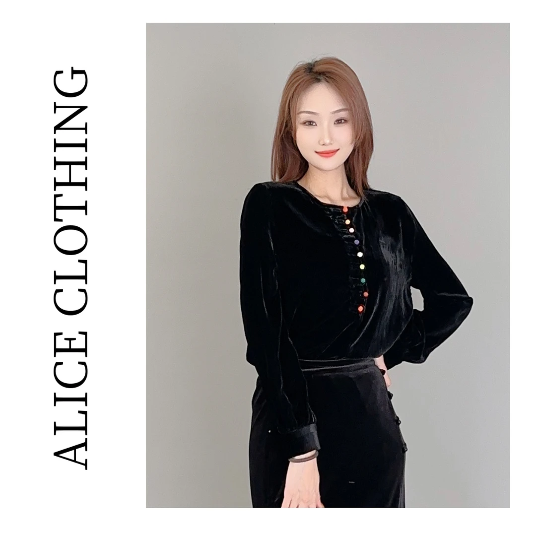 1 alicelulu “好彩头”国风上衣 华贵丝绒 时髦彩扣 S2136779B
