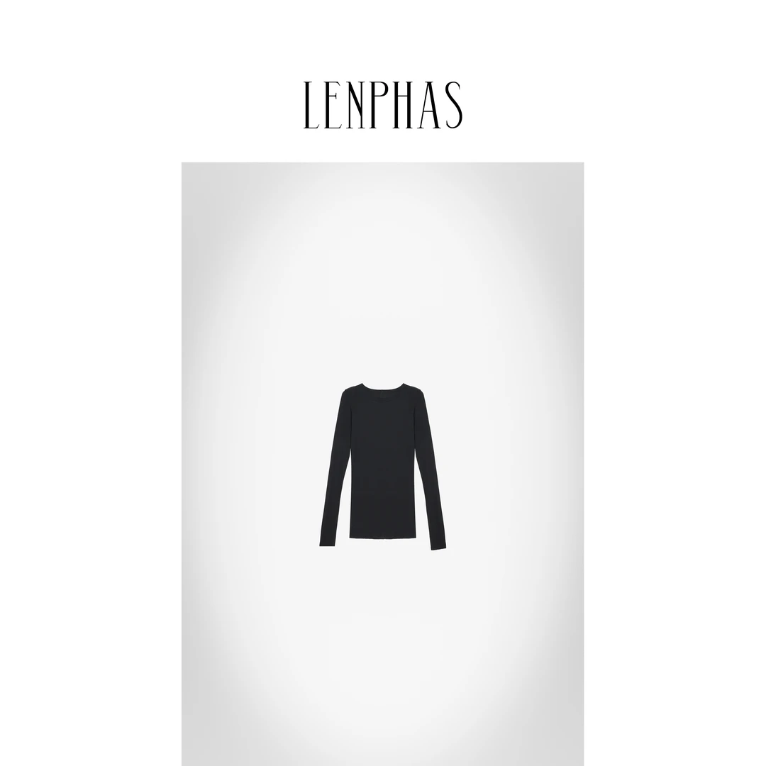 【LENPHAS】微透大圆领毛边长袖T