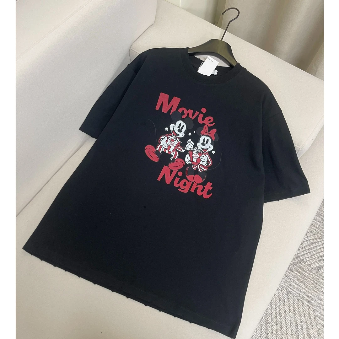 【影子】字母米老鼠卡通时尚休闲百搭宽松潮流印花设计师圆领T恤