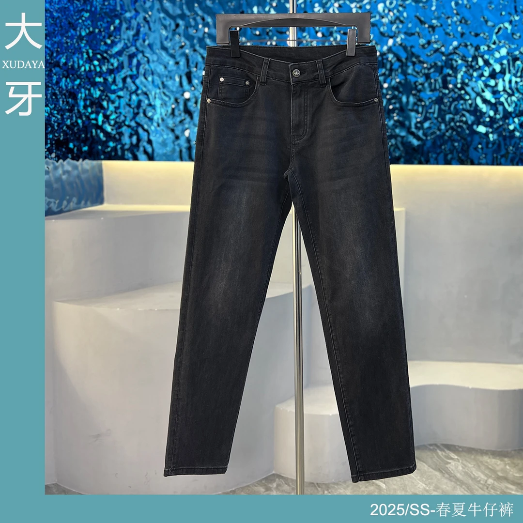 【大牙】508#薄款烟灰色牛仔裤男2025春夏商务休闲弹力修身小直筒