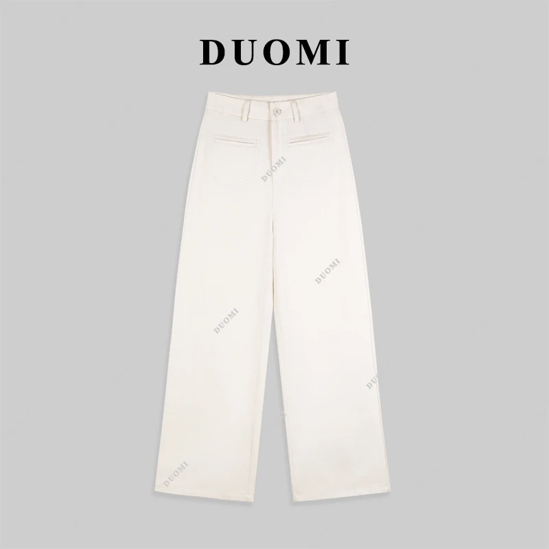 牛仔面料(配腰带)高腰显瘦直筒裤春秋时尚百搭洋气休闲裤DD-0567