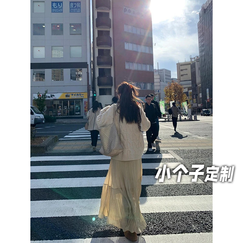 150小矮个子法式百褶半身裙女春夏季显瘦网纱大摆裙高腰a字中长裙