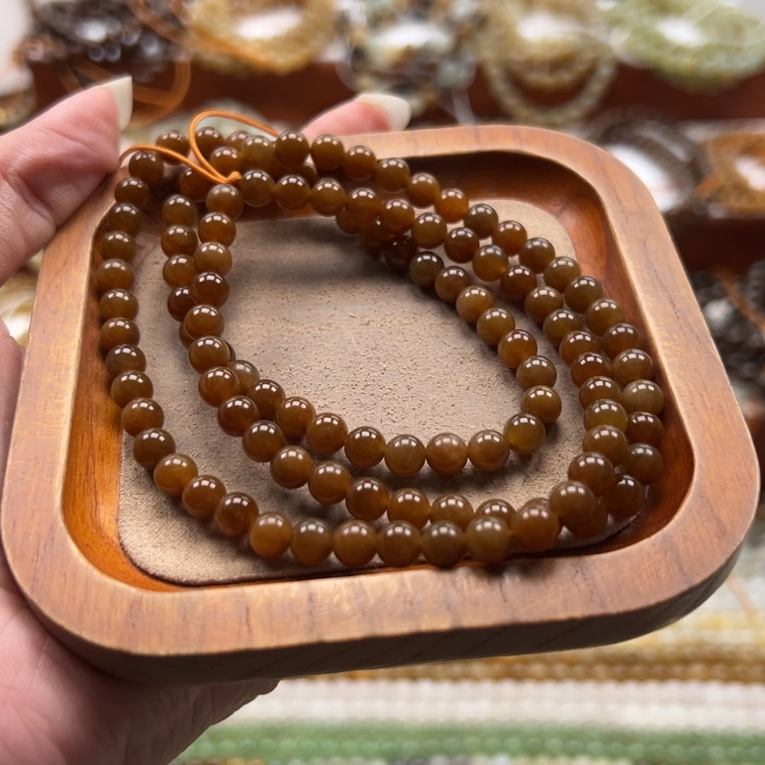 毛衣链未镶嵌和田玉珠串6mm