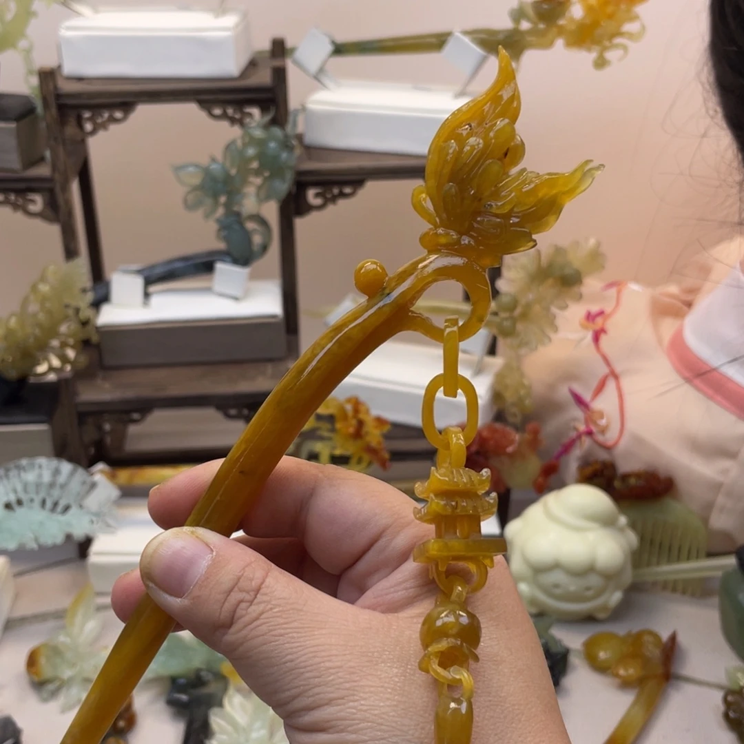 蛇纹石玉合金发饰