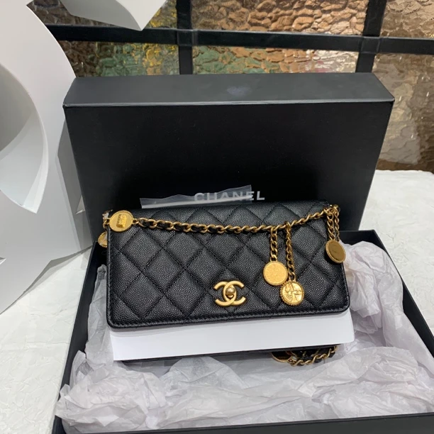 99新 Chanel/香奈儿 Chanel黑金金币woc斜挎包 25050189-01