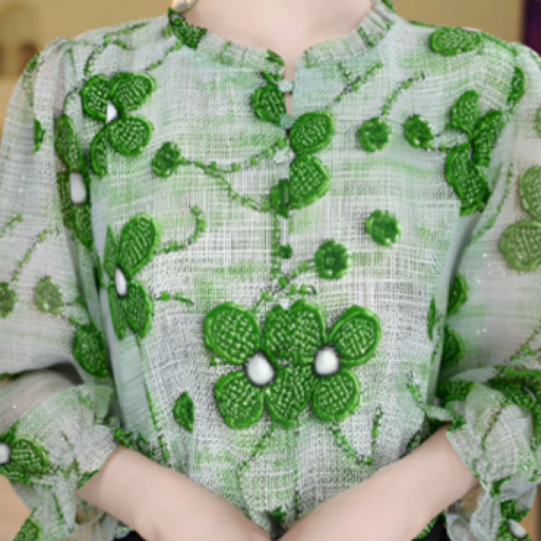 777-新款专柜贵妇人气质七分袖小衫