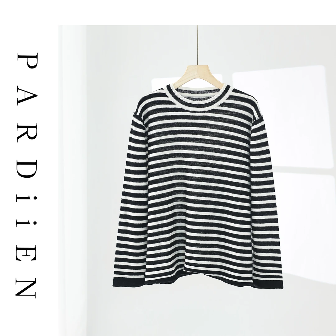 【北总严选】帕迪恩翻边条纹针织圆领衫QD2498