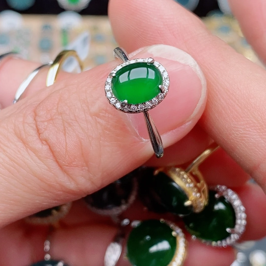 银S925镶嵌戒指翡翠