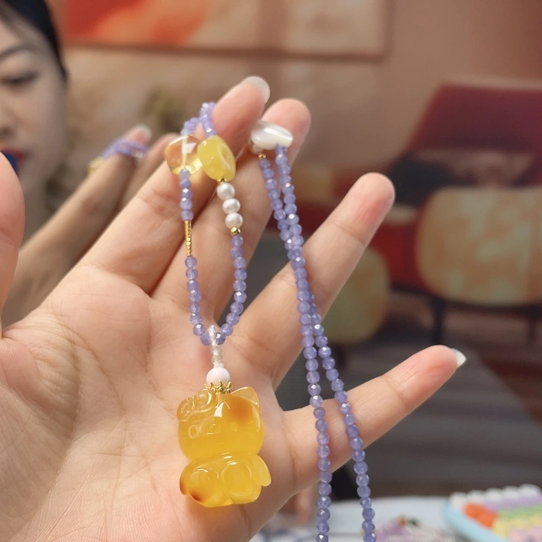 裸石蜜蜡银S925镶嵌蜜蜡吊坠