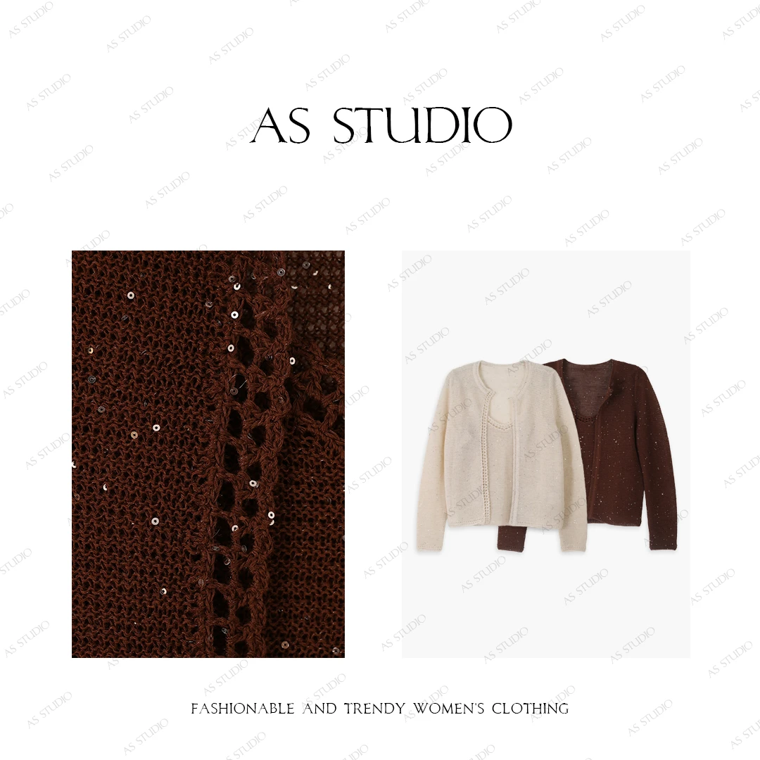 【AS小亮片】25新轻透镂空钩花开衫+吊带针织两件套AS25QSSTZ00211