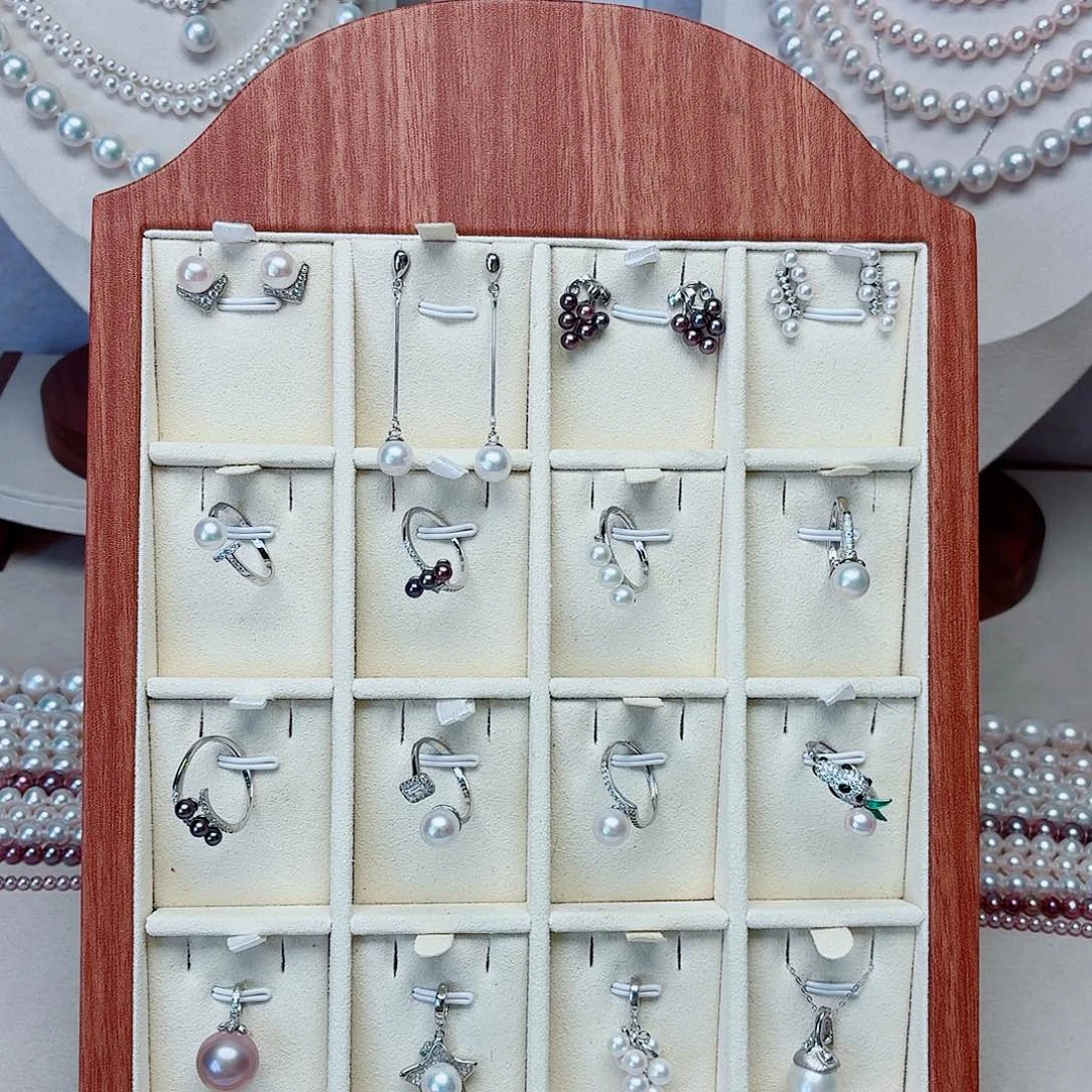 淡水珍珠颈饰银S925镶嵌戒指耳钉吊坠展示