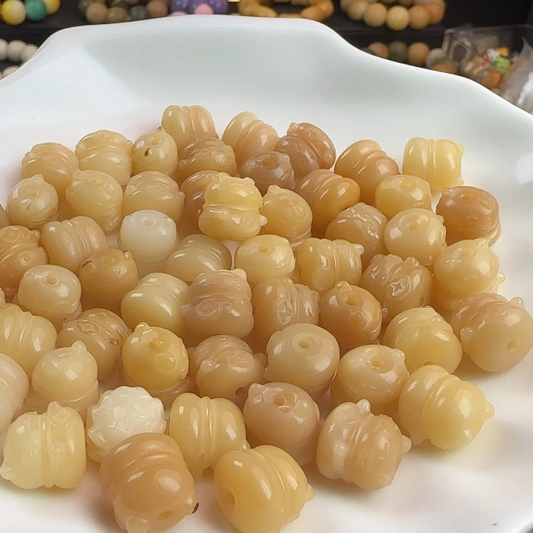 菩提根/象牙果手串卡13绿白菜100颗