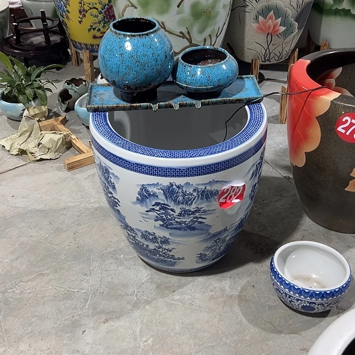 笑***过景德镇陶瓷鱼缸艺术直径42高度45