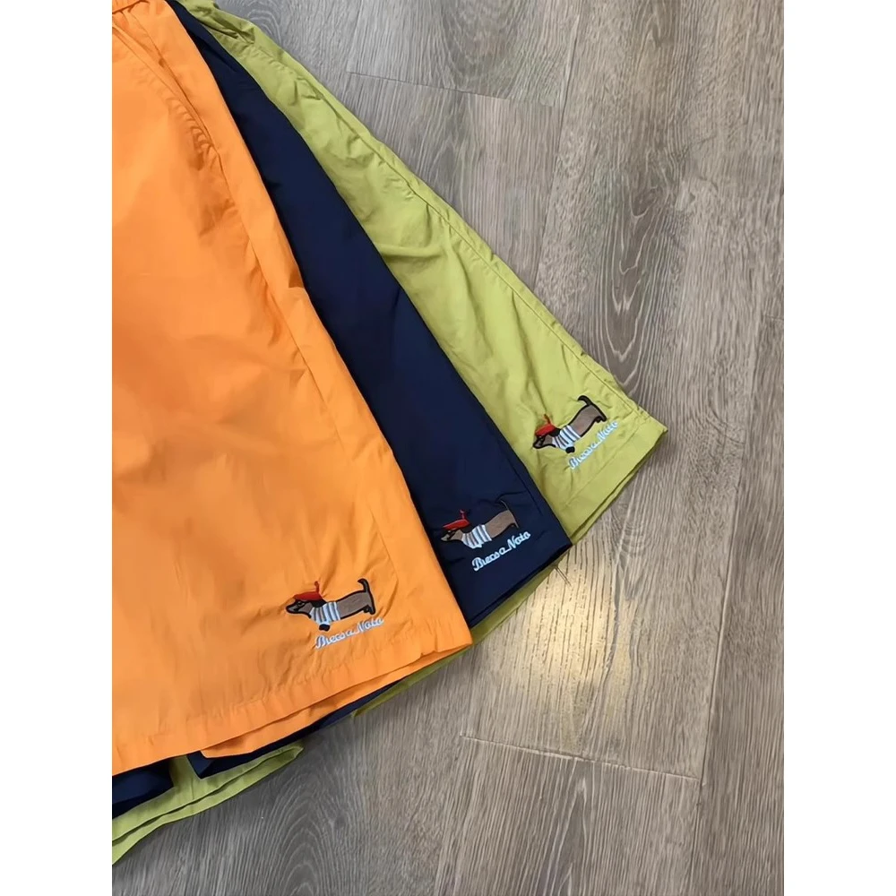 腊肠小狗多巴胺刺绣短裤男夏季尼龙速干裤子过膝跑步健身五分中裤