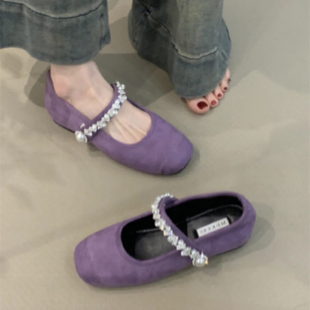 MKK-1225-10温柔水钻内增高芭蕾单鞋2025年法式仙女风玛丽珍鞋