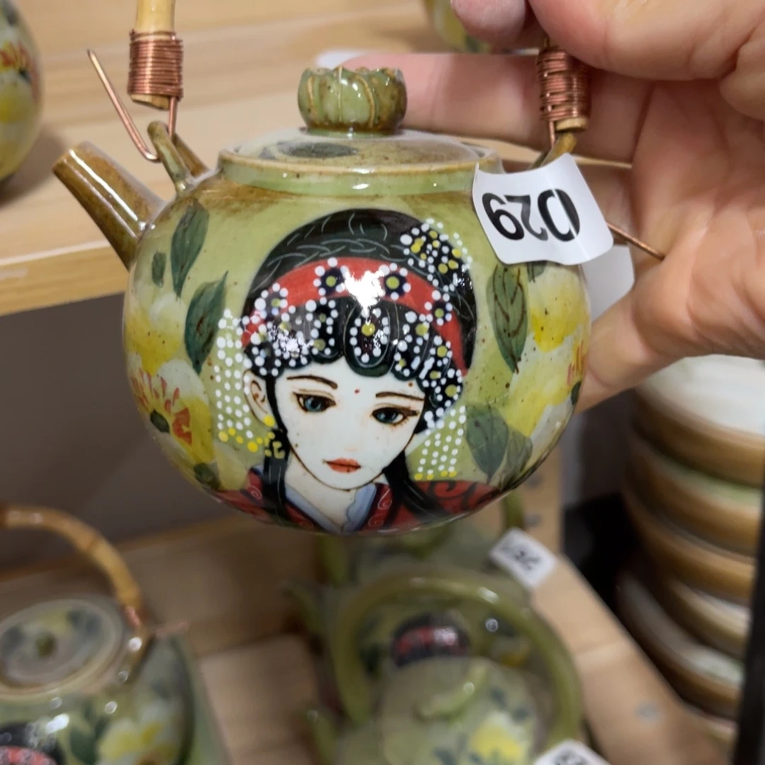 杯钓*乐素浅陶瓷手工手绘