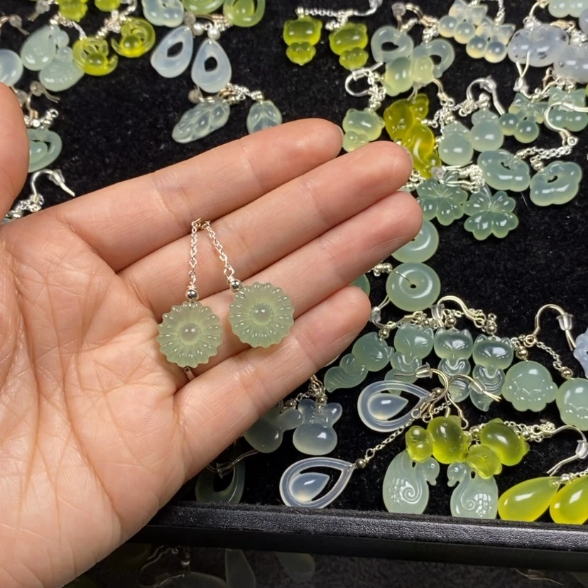 【闪购商品】蛇纹石玉挂件耳饰耳环项链未镶嵌
