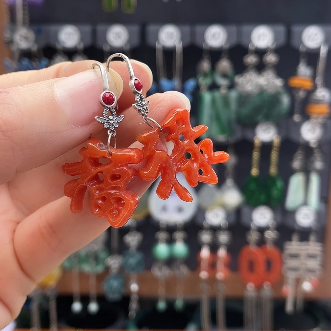 翡翠耳饰银S925镶嵌653hhjggh