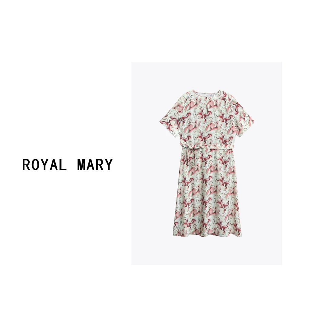 ROYAL MARY高奢时尚潮流复古气质优雅百搭休闲短袖连衣裙AMF298