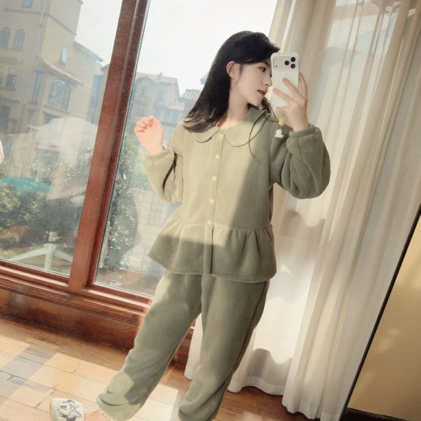 CBLM家加绒套装【娃娃领加绒套装】宽松显瘦家居服