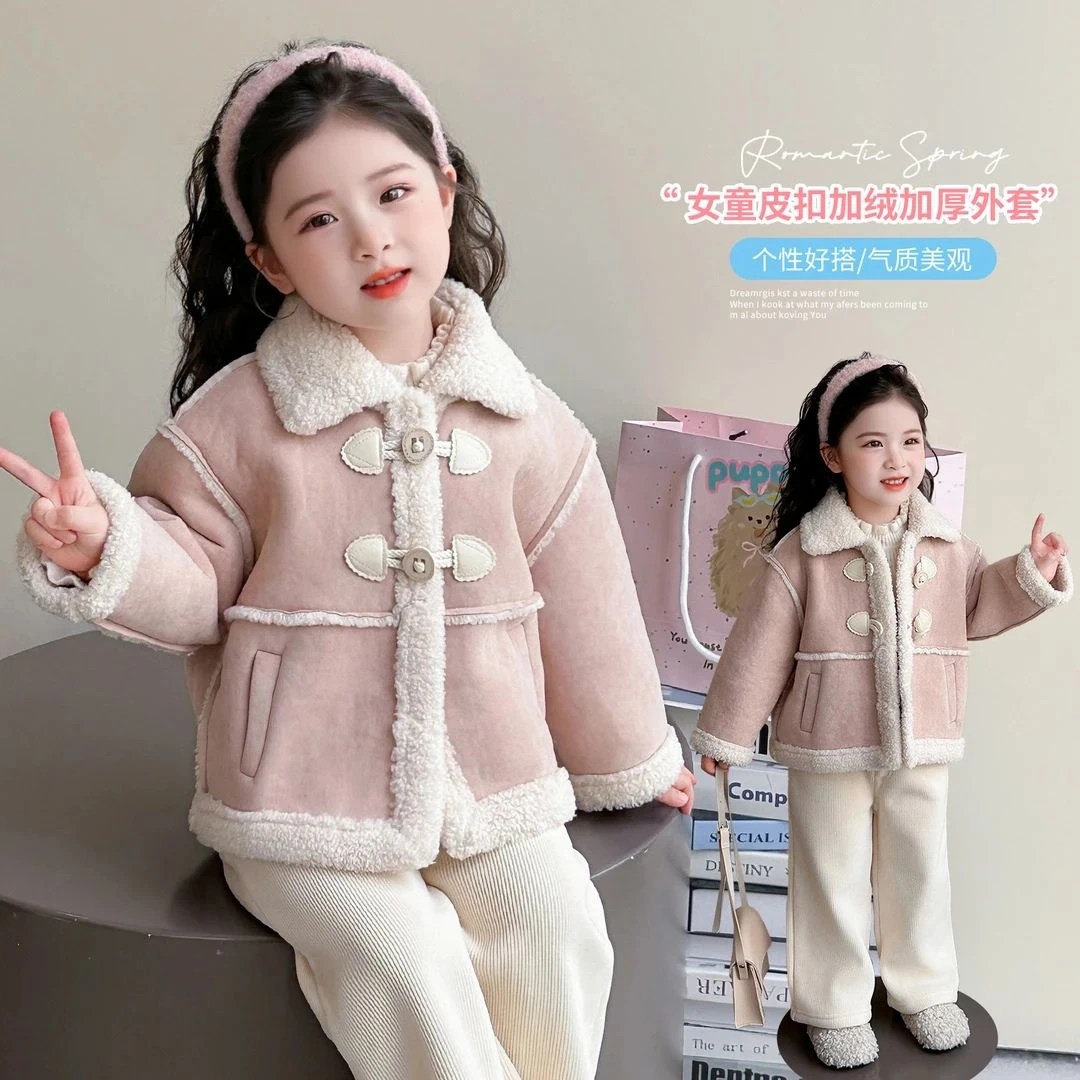 洋气可爱冬款韩版女童加绒棉服外套时尚萌趣儿童炸街女宝宝外套
