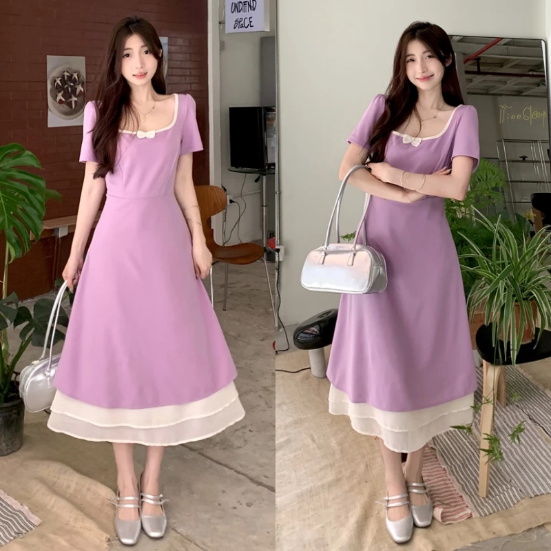 6561-大码女装胖MM夏季短袖修身显瘦连衣裙