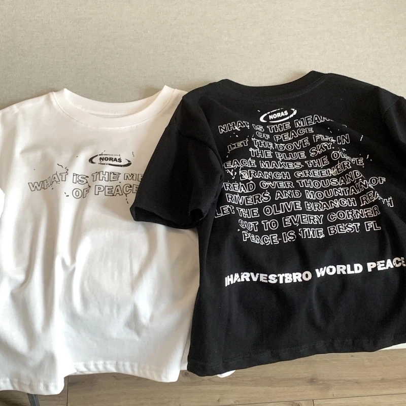 男童前后字母短袖T恤儿童夏款2025新品 37666