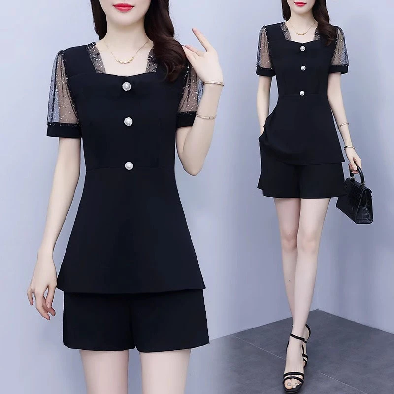 套装夏季显瘦气质洋气时尚夏装2025减龄短袖休闲短裤两件套装女
