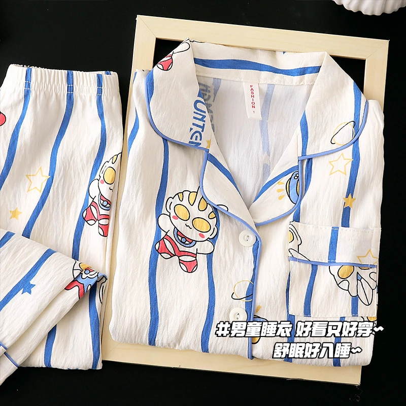 男童睡衣春秋季长袖长裤2024新款卡通儿童春秋款男孩家居服可外穿