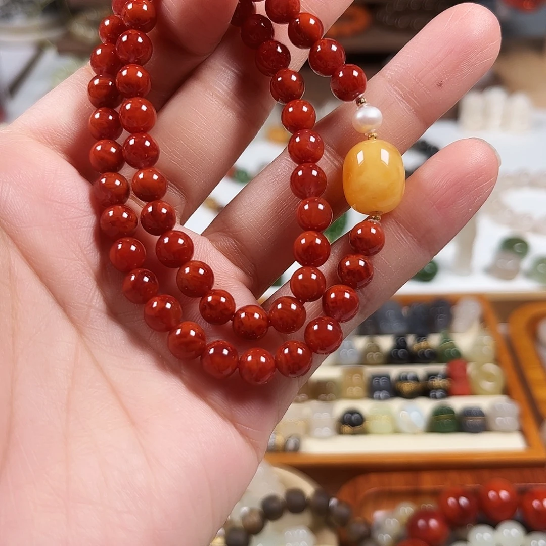 南红玛瑙18K金镶嵌1南红双圈