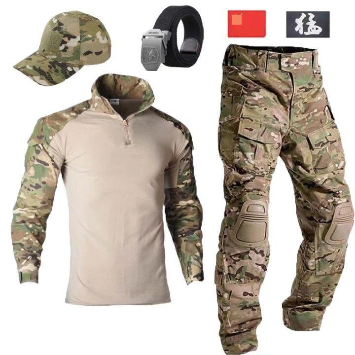 经典户外战术蛙服套装格子布防刮耐磨男夏季短袖蛙服训练服工装服