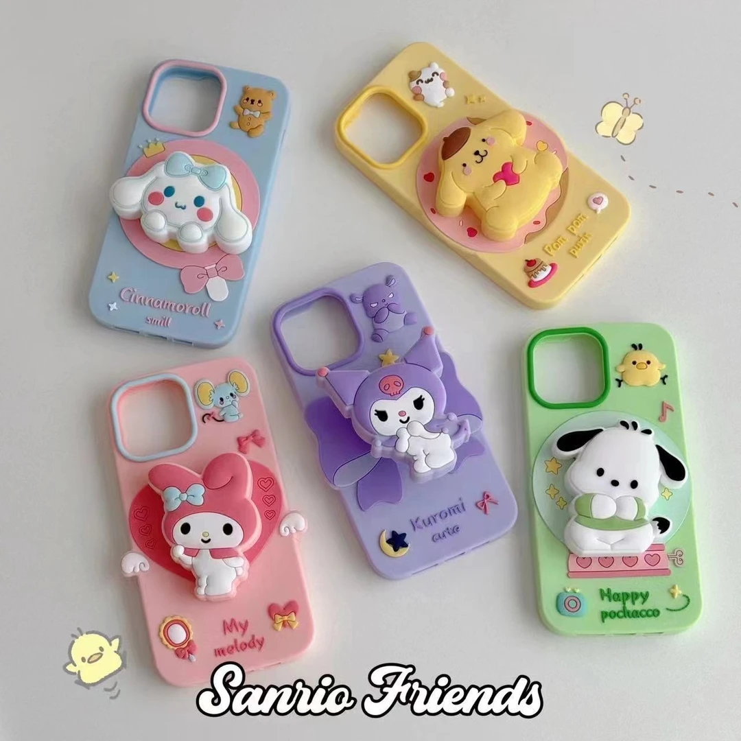 【苹果】三丽鸥硅胶支架手机壳适用苹果iphone16promax软15一体14