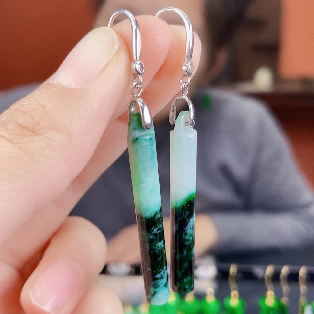 翡翠银S925镶嵌耳饰