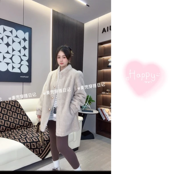 冬季复古温柔名媛气质时尚百搭修身显瘦保暖毛毛外套