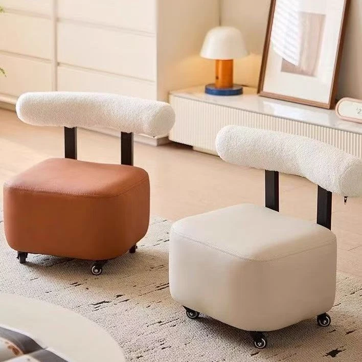 万向轮滑轮矮凳儿童学步凳带娃神器多功能换鞋凳软包高弹海绵凳子