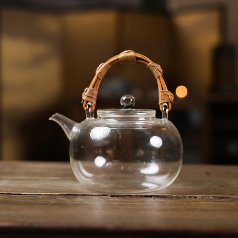 【福器】朴意-梅妃竹提手玻璃圆苹果茶壶750ml（PY203）