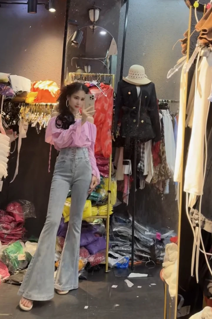 甜美喇裤牛仔裤子女