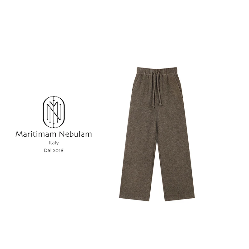 MN秋冬休闲裤松紧腰系绳通勤风直筒长裤XZ380