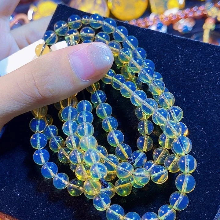 蓝珀未镶嵌珠宝奇石墨西哥蓝珀佛珠6