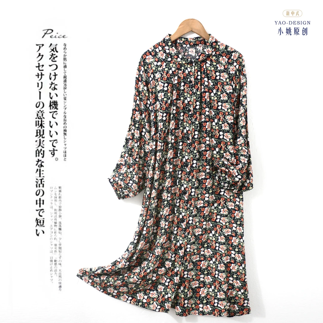 CC982小姚原创-《花间序》爆款连衣裙百搭气减龄娃娃领长袖连衣裙