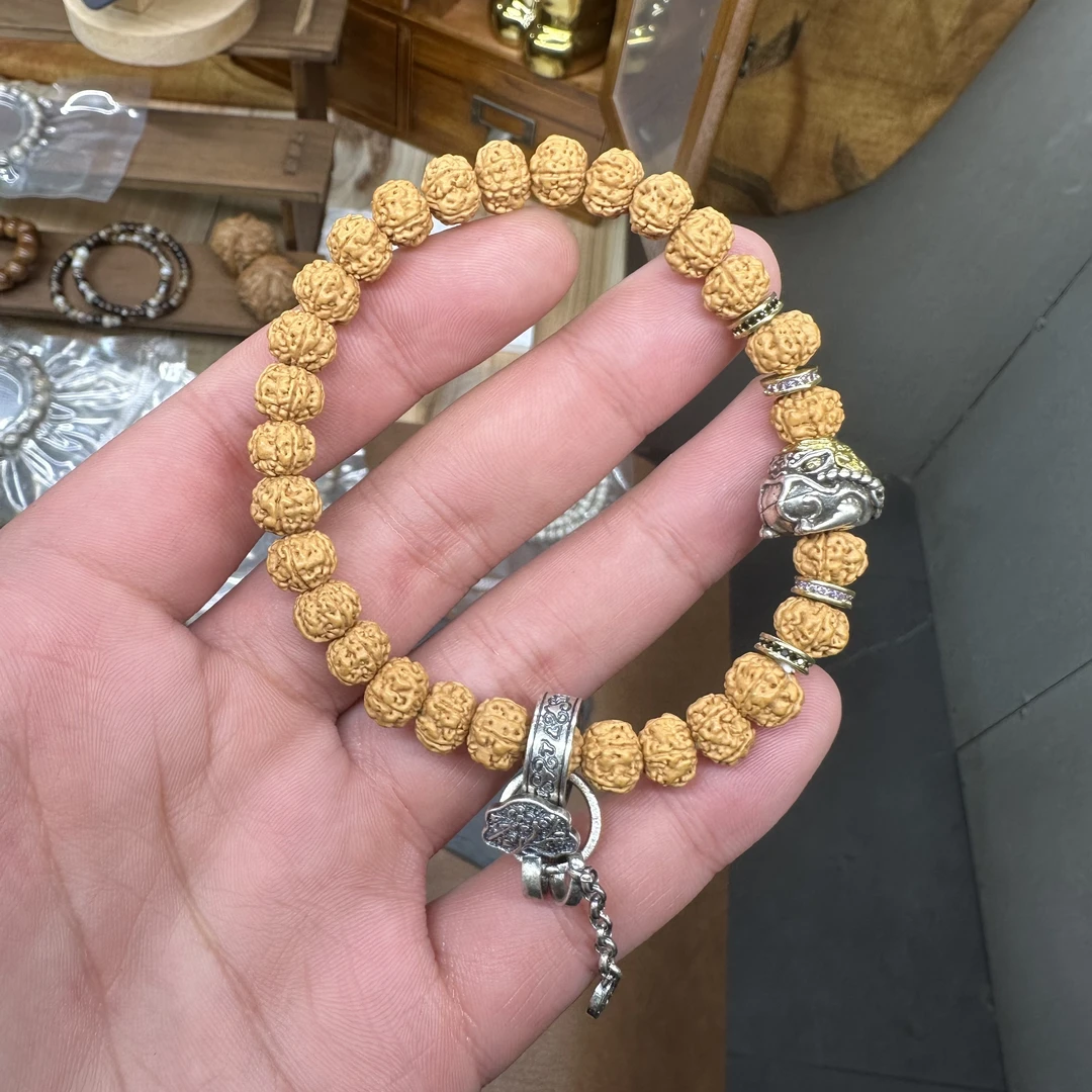 【木阳文创】树王小金刚单圈带金蟾手串