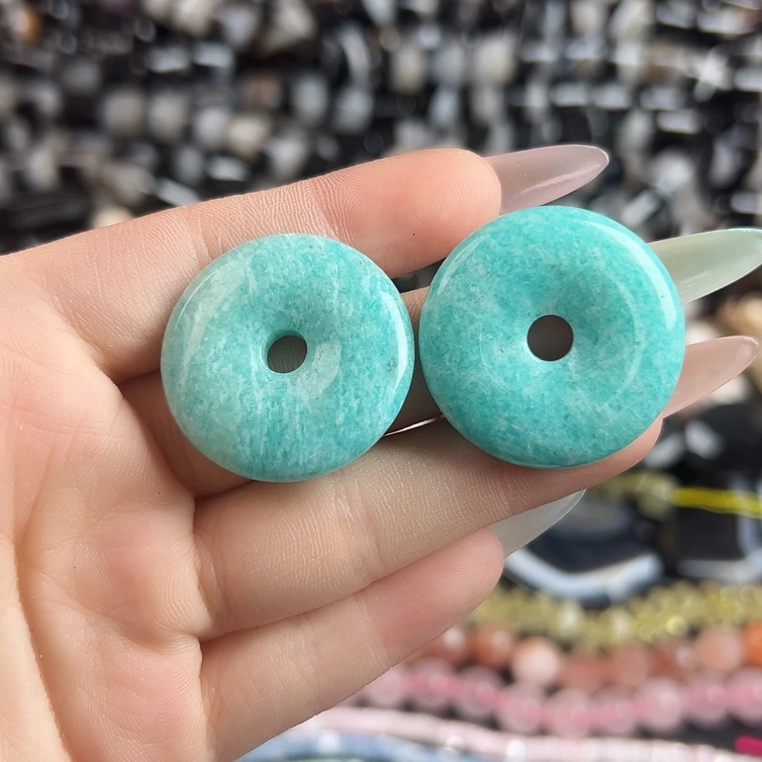 未镶嵌玛瑙/玉髓珠宝半成品A344 30mm天然天河石平安扣