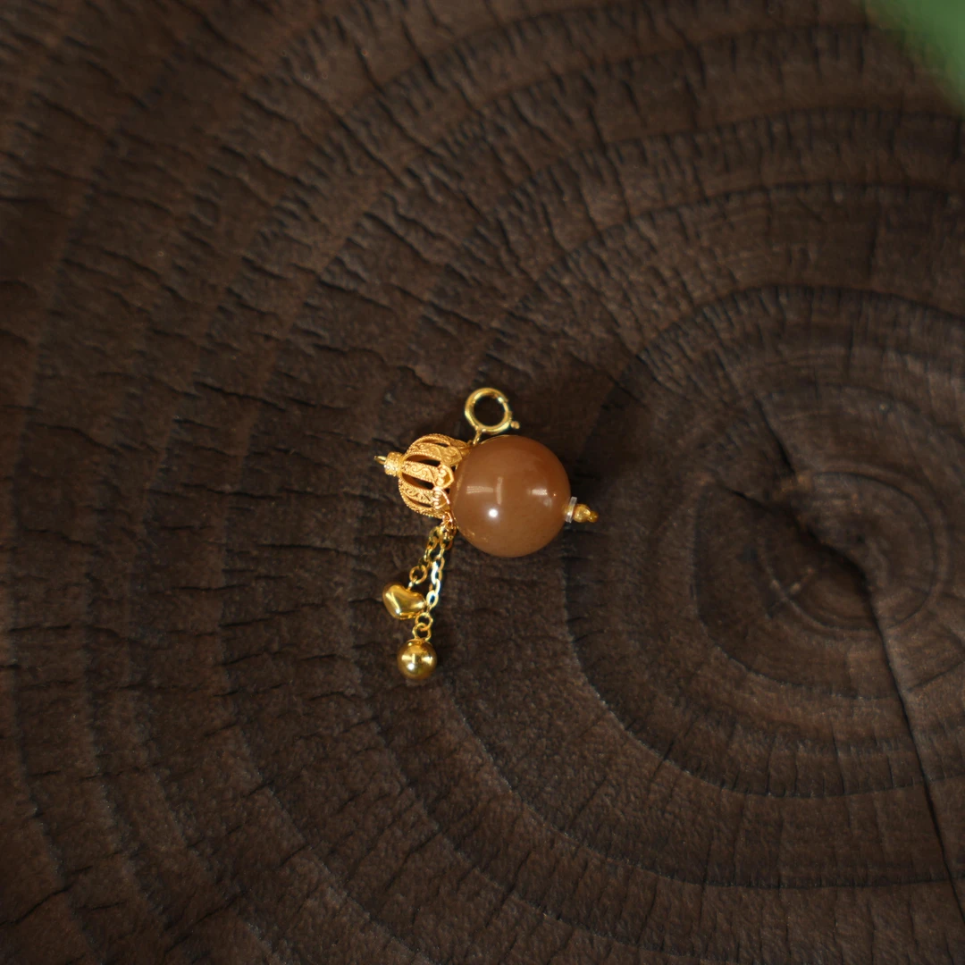焦糖葫芦-天然和田玉18K金吊坠
