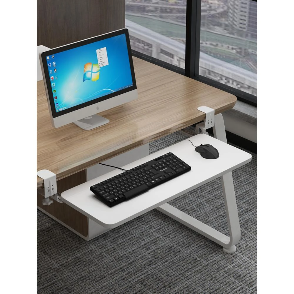 键盘托架免打孔抽屉架托免安装桌面滑轨夹桌下支架电脑鼠标收纳架