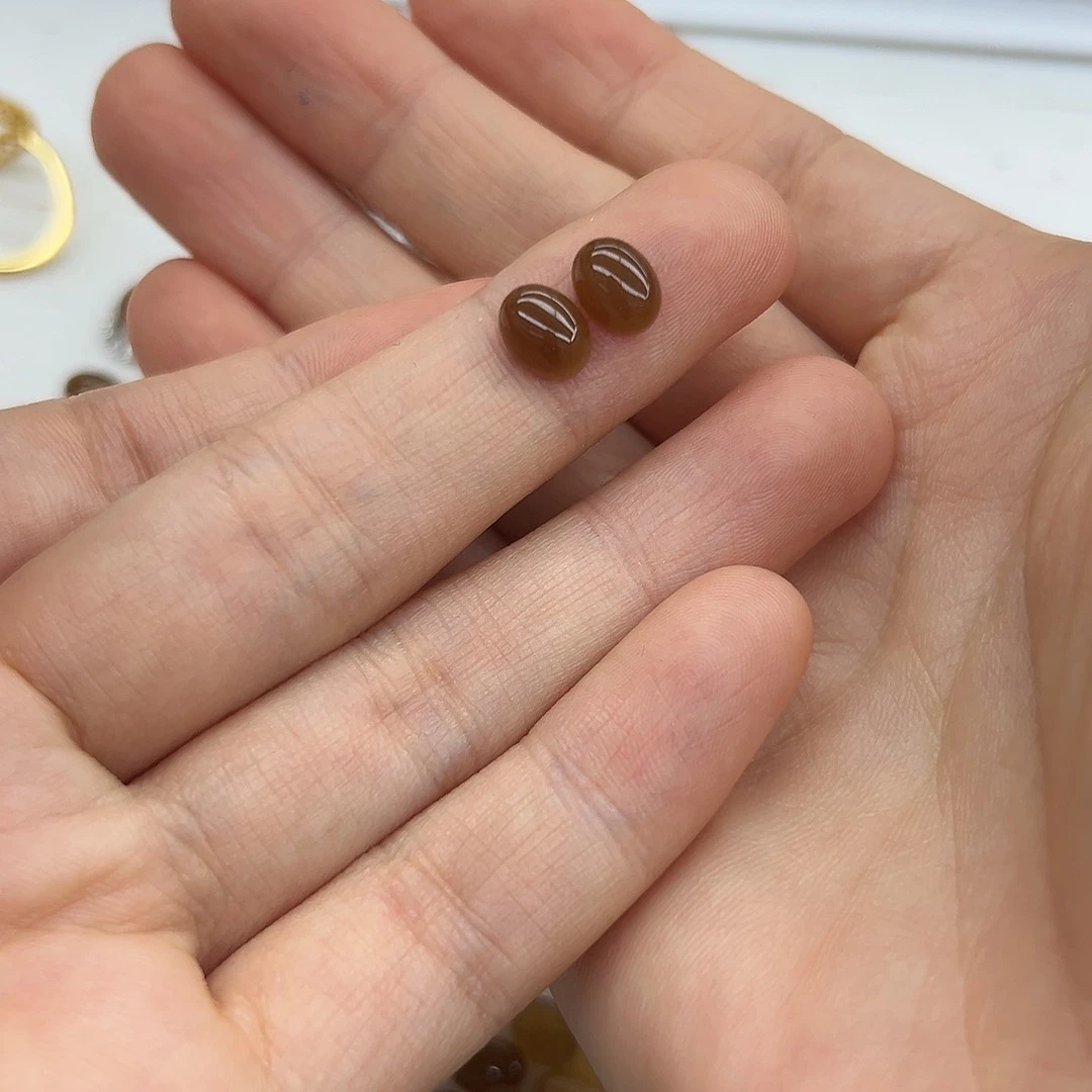 银S925镶嵌和田玉耳饰芽*