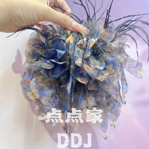 【芭蕾少女】百搭温柔甜美气质个性花朵流苏水晶抓夹